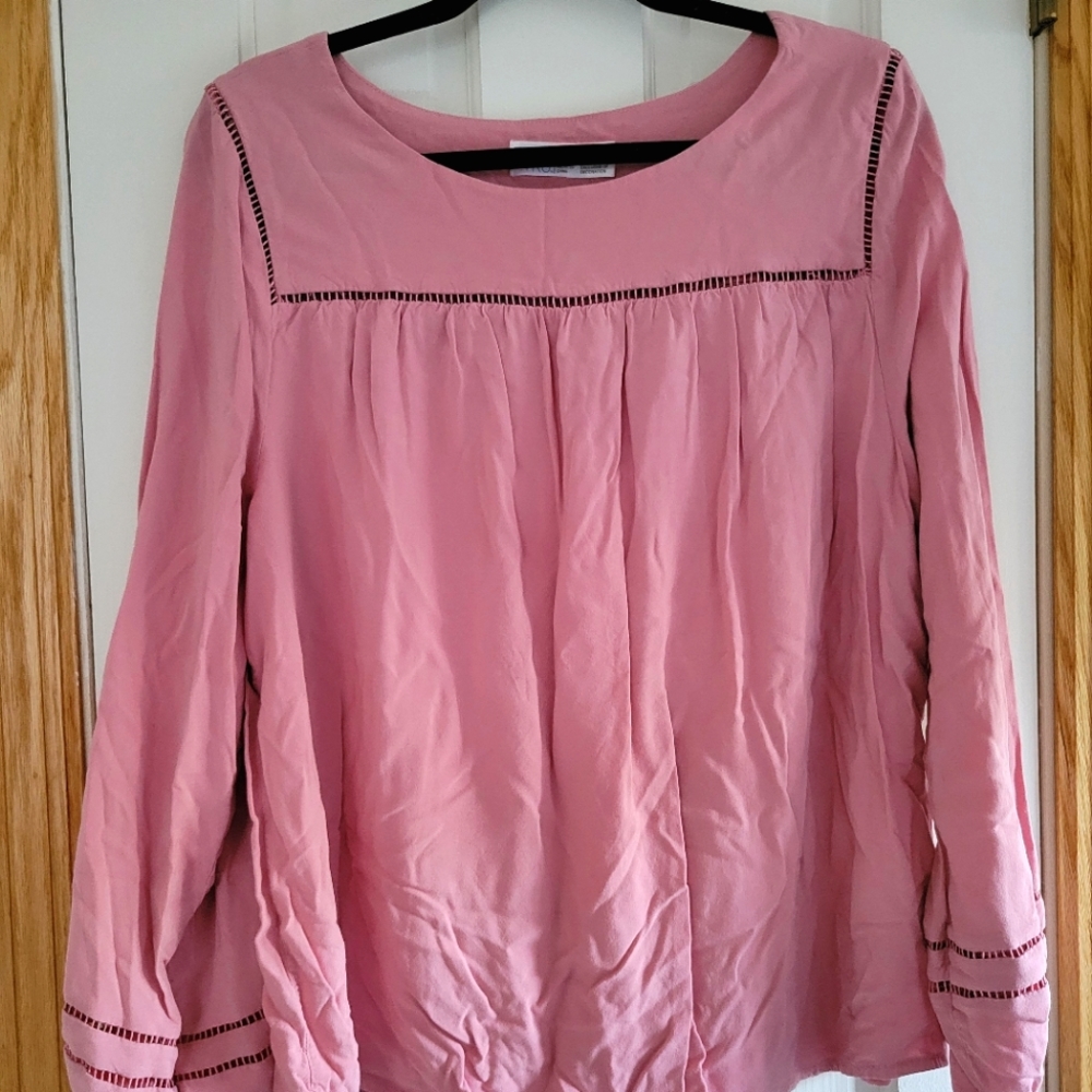 Soft Pink Long Sleeved Blouse with Cutout Detail